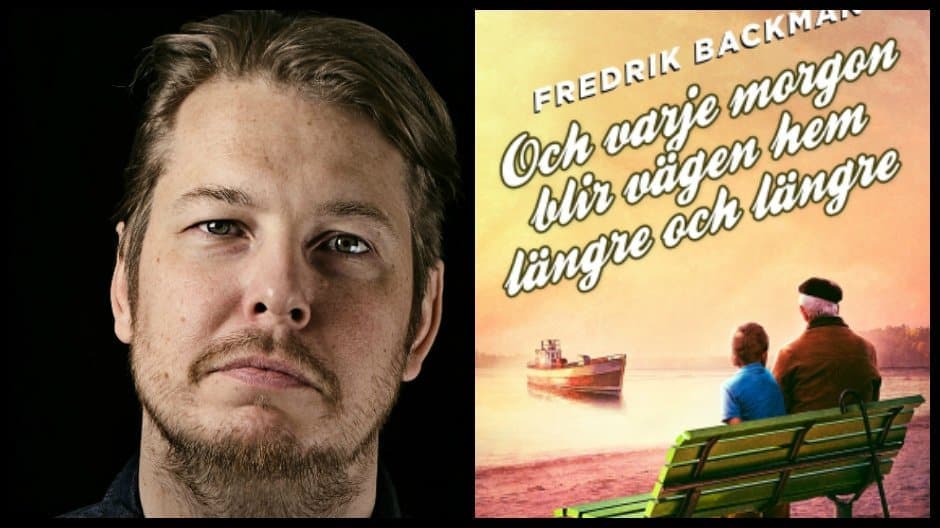 Porträtt av Fredrik Backman och bild på omslaget av hans bok.