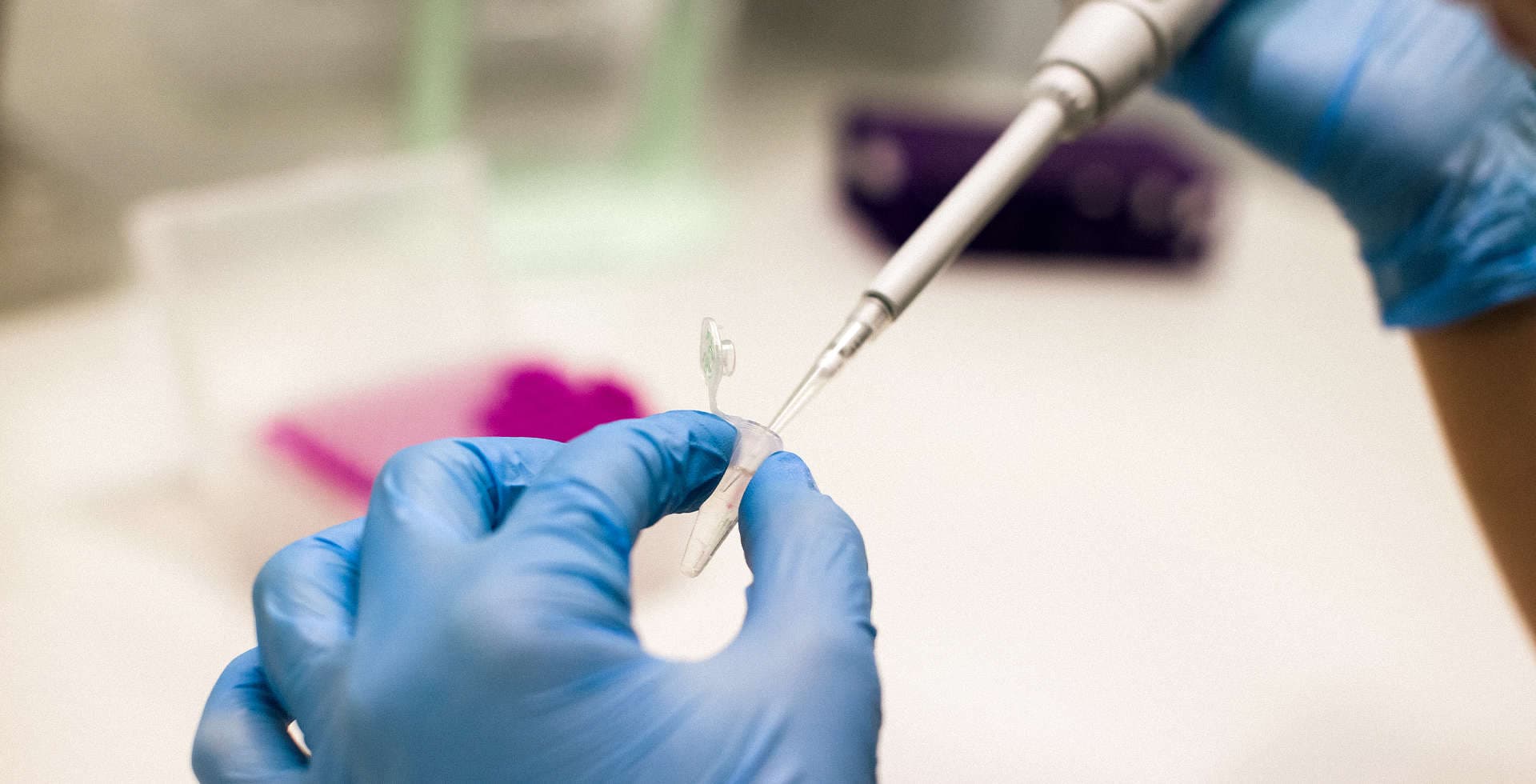 Forskare pipetterar.